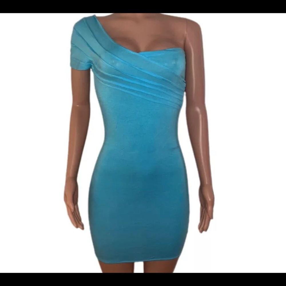 Sexy Blue Bandage Style one shoulder Mini dress One Shoulder V2K 2000 Date Xs